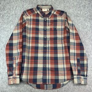 Fjällräven Fjällglim Shirt Men's Button Up Red Navy Blue Plaid Flannel - Size S